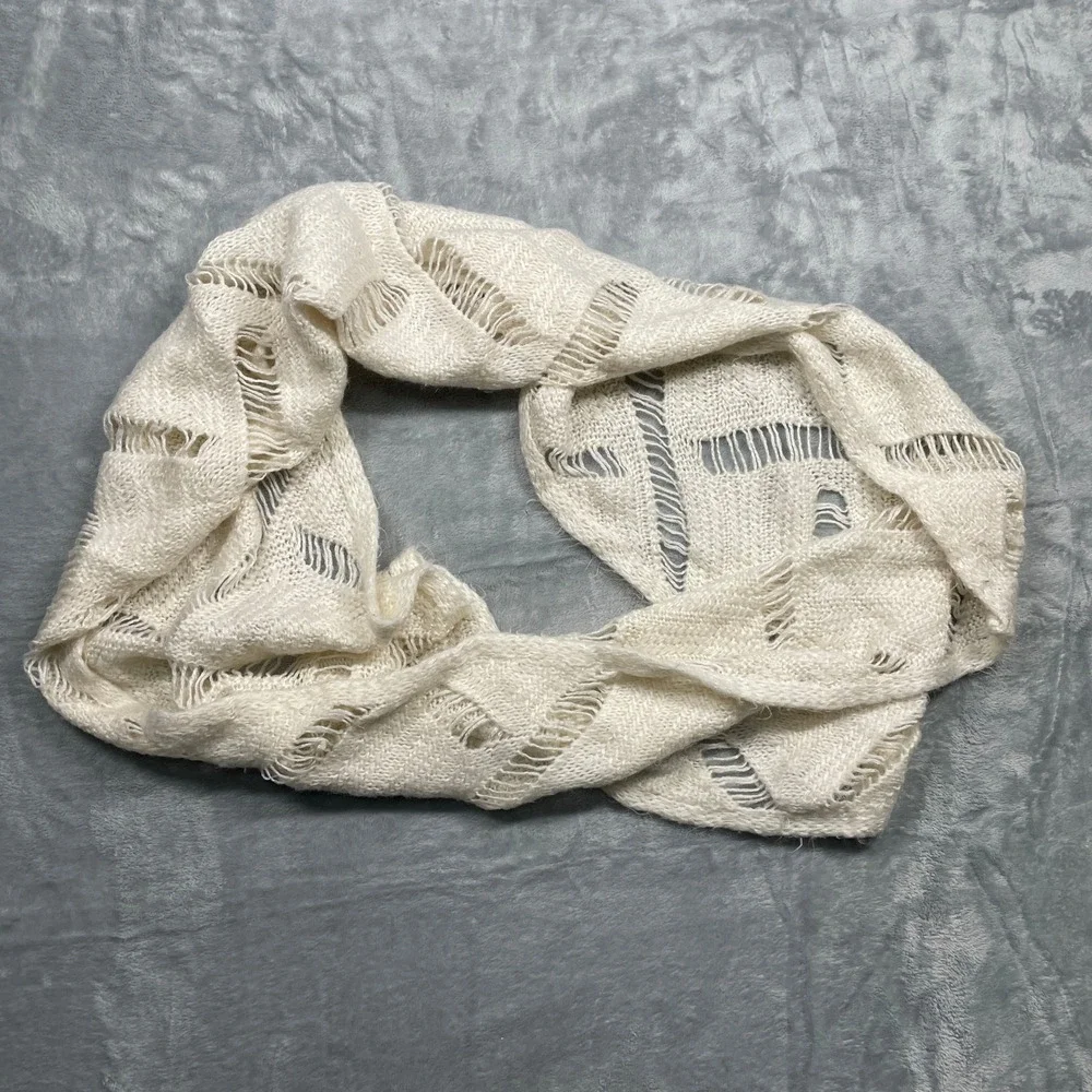 Maurices Infinity Scarf Womens OS Cream‎ White Open Knit Lattice